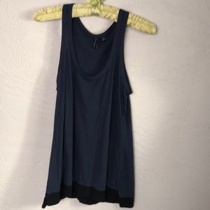 Cynthia Rowley Drop Arm Tank Top Blue/Black SZ S